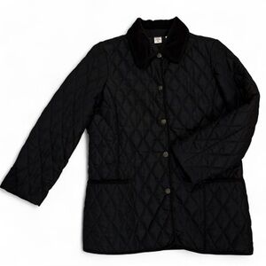VTG Real Clothes Hong Kong Quilted Jacket Women 8 Black Barn Coat Cord Collar